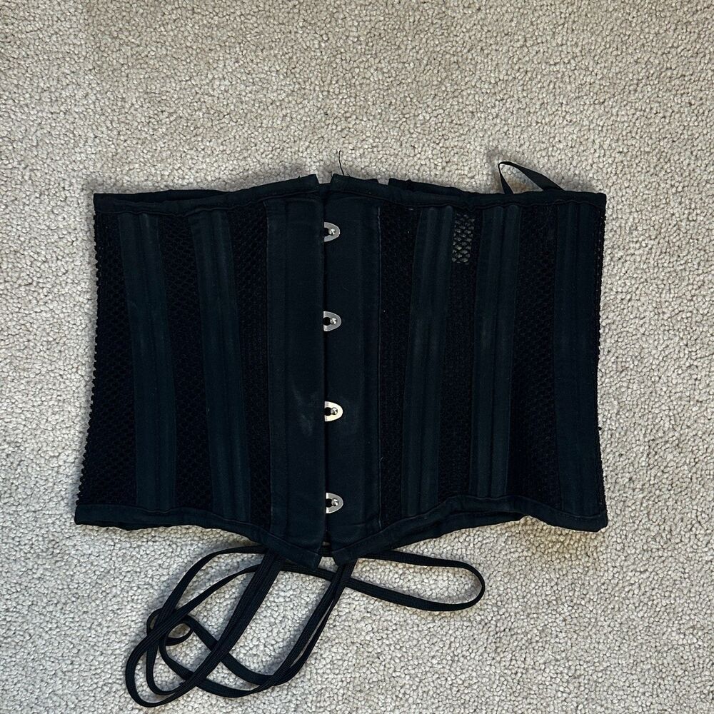 Black Mesh Lace Up Corset Waist Belt Medium Gothic Cosplay Steampunk Layering
